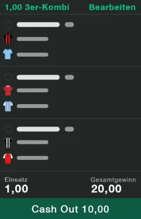 Ein Klick genügt, um die bet365 Wette per Cash Out abzurechnen.