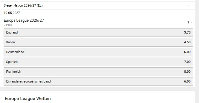 Europa League Wettquoten bei Interwetten auf das Siegerland.