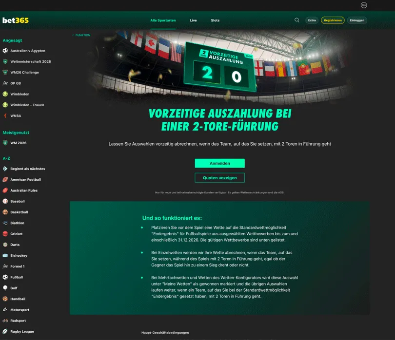 Auto Cash Out Option von bet365 erklärt