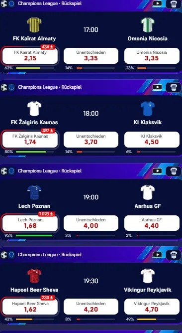 Winamax hat für alle Champions League Begegnungen Top-Quoten zu bieten.